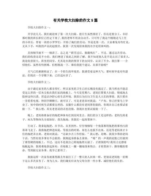 有关学校大扫除的作文5篇