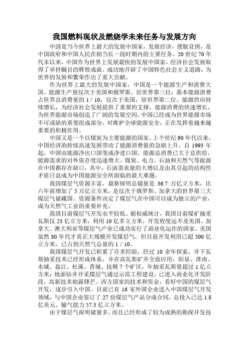 我国燃料现状及燃烧学未来任务与发展方向