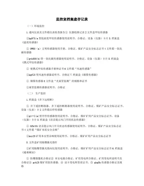 监控室档案盘存记录