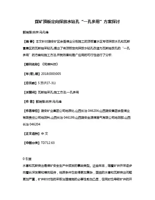 煤矿顶板定向探放水钻孔“一孔多用”方案探讨