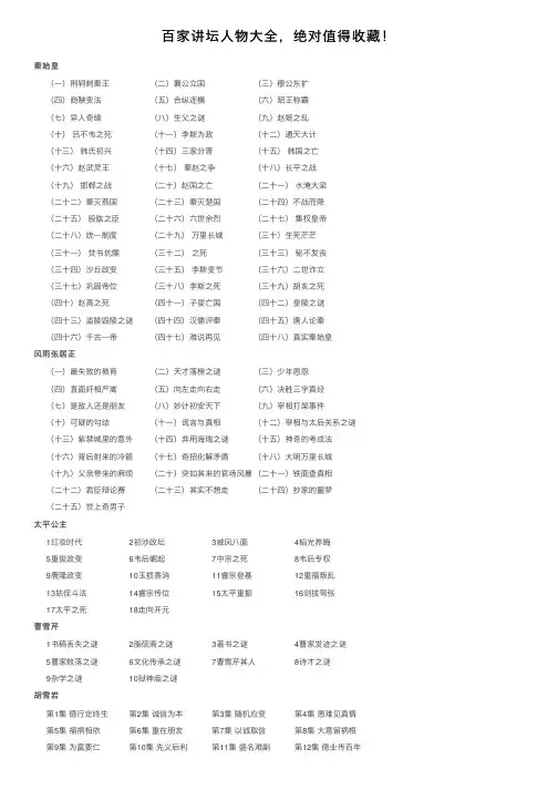 百家讲坛人物大全，绝对值得收藏！
