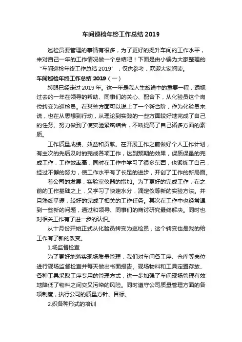 车间巡检年终工作总结2019