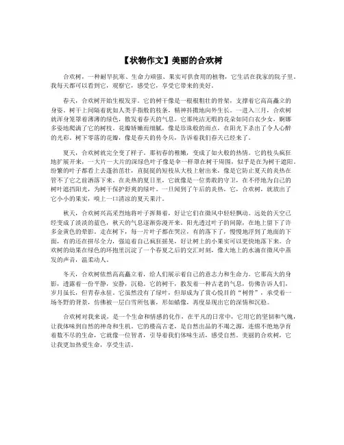 【状物作文】美丽的合欢树