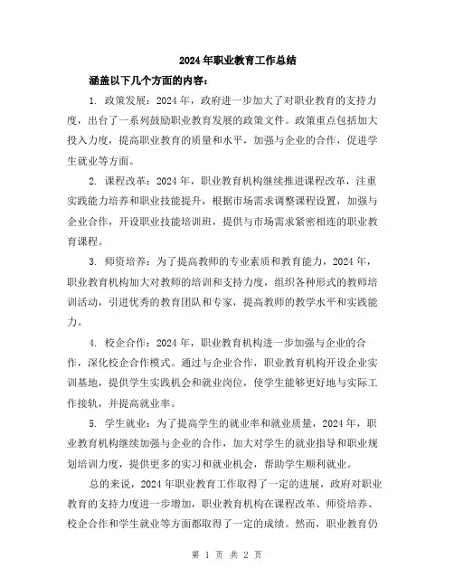 2024年职业教育工作总结