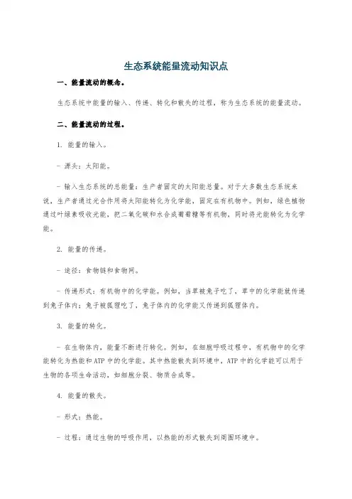 生态系统能量流动知识点