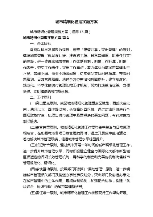城市精细化管理实施方案
