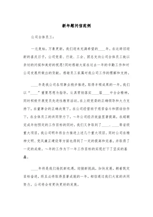 新年慰问信范例（五篇）