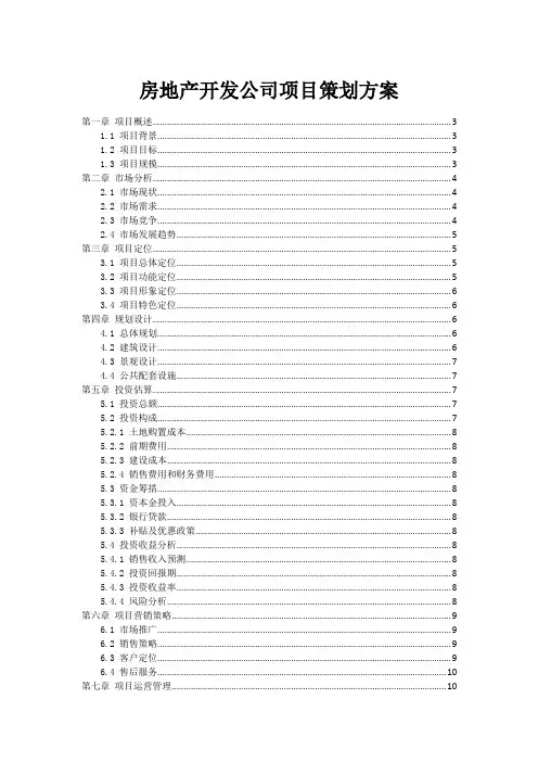 房地产开发公司项目策划方案