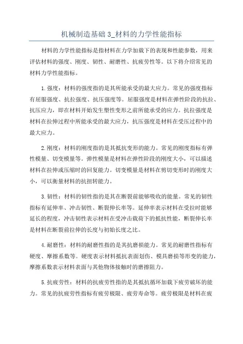 机械制造基础3_材料的力学性能指标