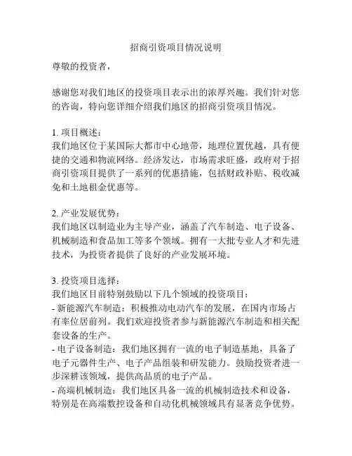 招商引资项目情况说明