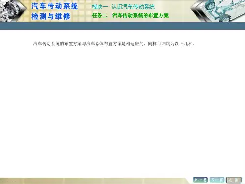 《汽车传动系统维修》任务二  汽车传动系统的布置方案