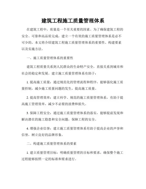 建筑工程施工质量管理体系