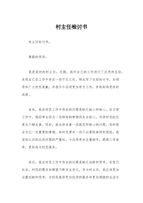 村主任检讨书