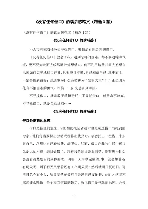 《没有任何借口》的读后感范文(精选3篇)