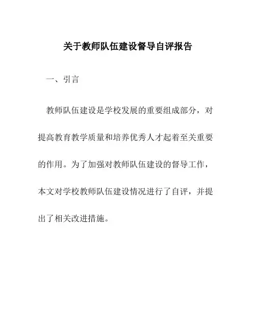 关于教师队伍建设督导自评报告
