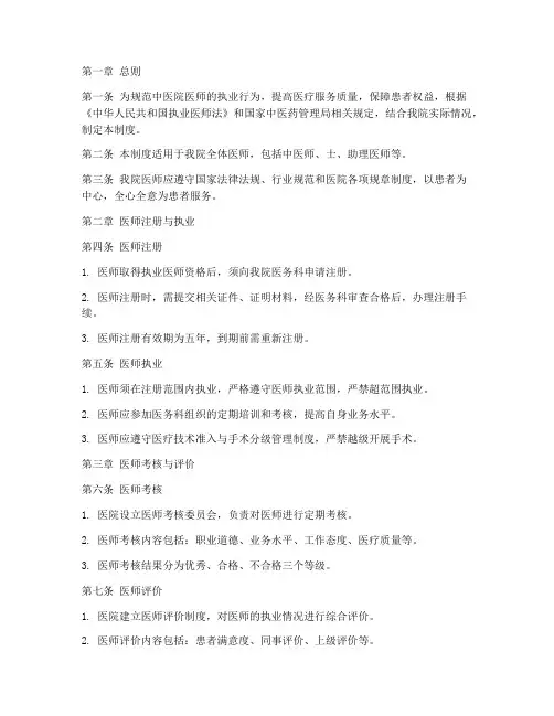 中医院医师管理制度