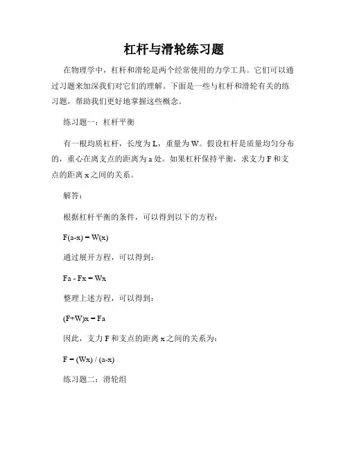 杠杆与滑轮练习题