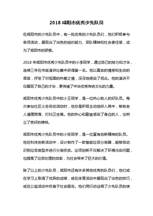 2018咸阳市优秀少先队员