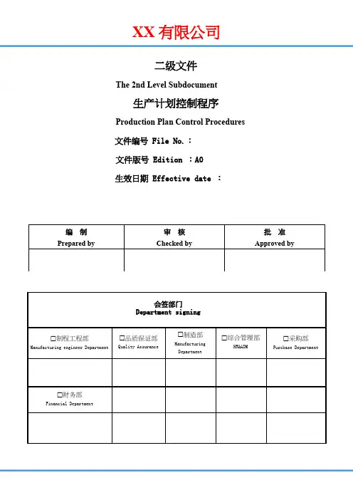 生产计划控制程序