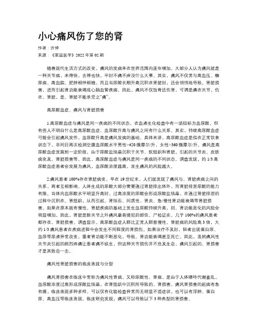 小心痛风伤了您的肾