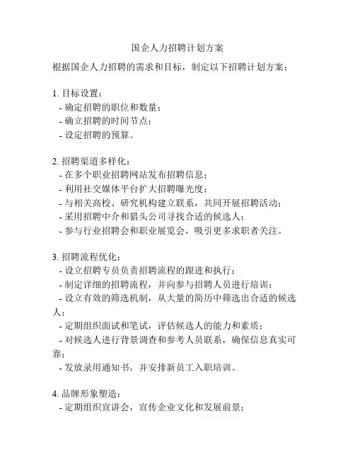 国企人力招聘计划方案