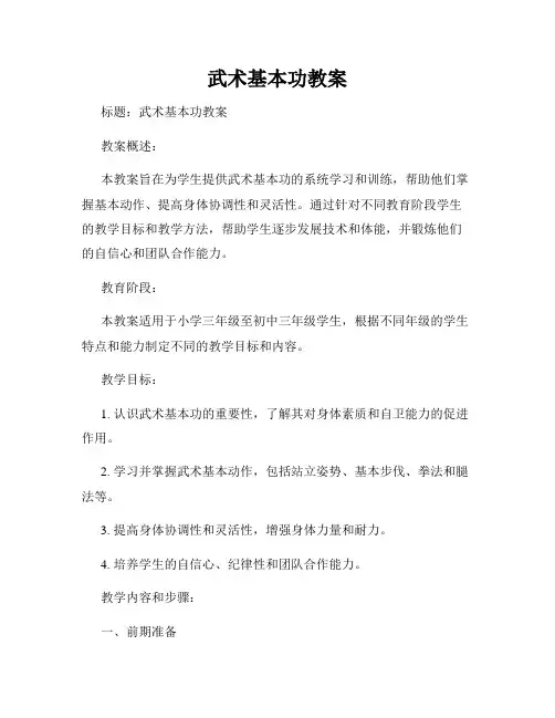 武术基本功教案