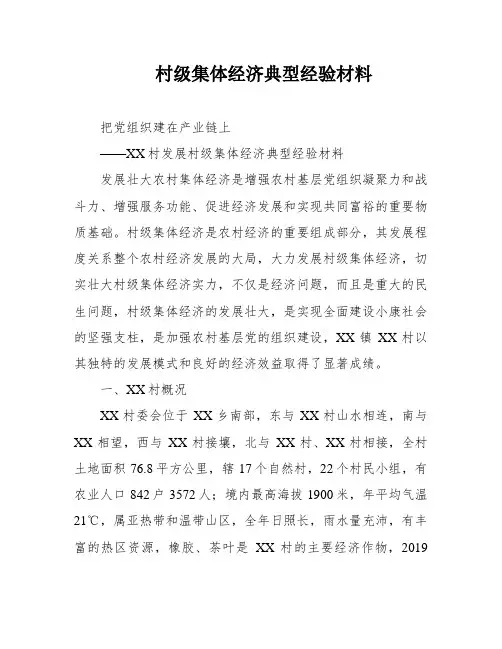 村级集体经济典型经验材料