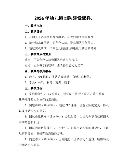 2024年幼儿园团队建设课件.