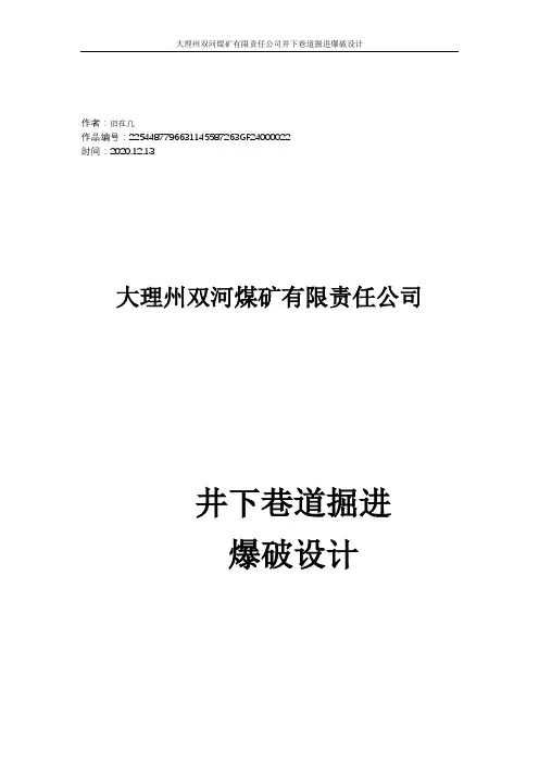 2020年井下煤矿掘进工作面爆破设计方案