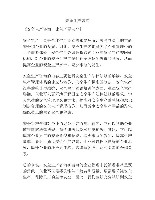 安全生产咨询