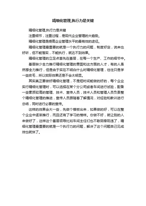 精细化管理,执行力是关键
