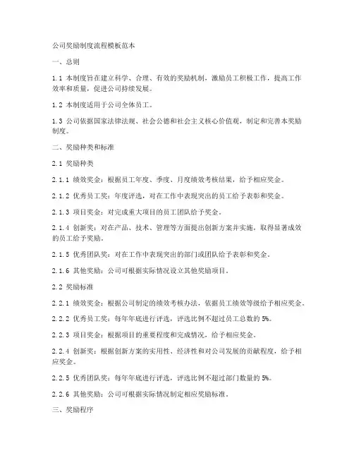 公司奖励制度流程模板范本