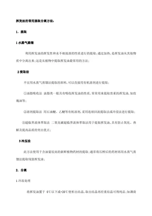 挥发油的常用提取分离方法