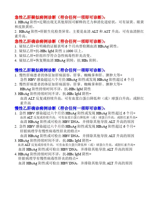 乙肝诊断标准