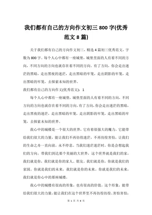 我们都有自己的方向作文初三800字(范文8篇)