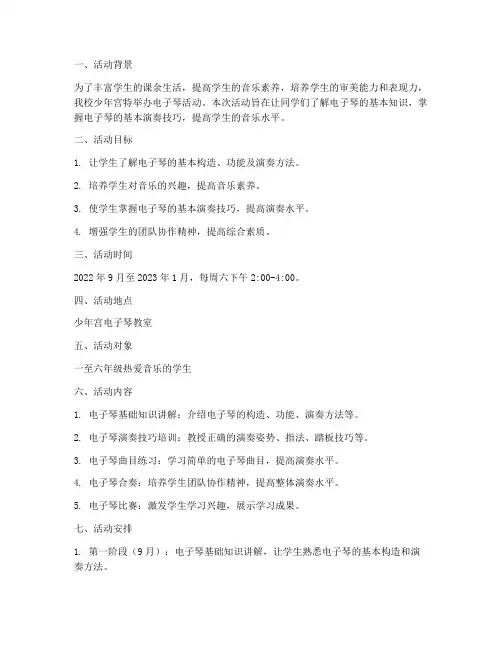 少年宫电子琴活动计划方案