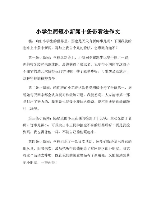 小学生简短小新闻十条带看法作文