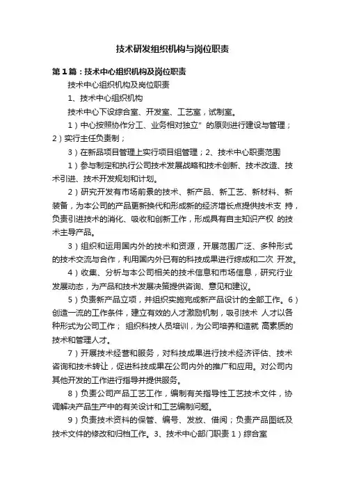 技术研发组织机构与岗位职责
