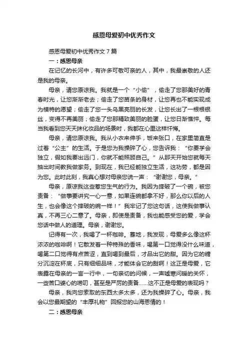 感恩母爱初中优秀作文7篇