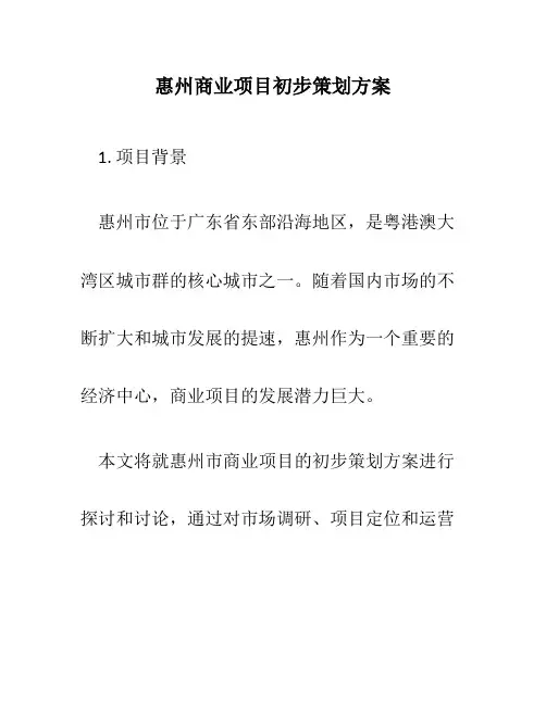 惠州商业项目初步策划方案