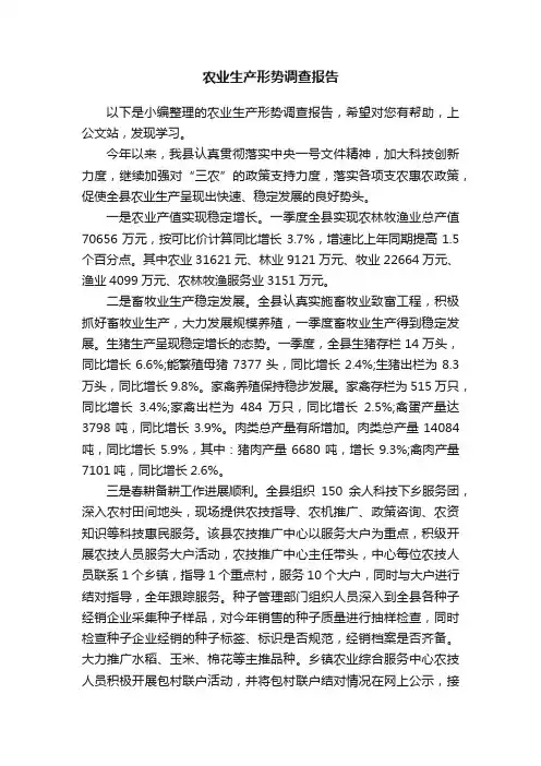 农业生产形势调查报告