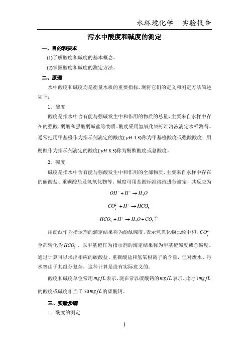水环境化学实验报告