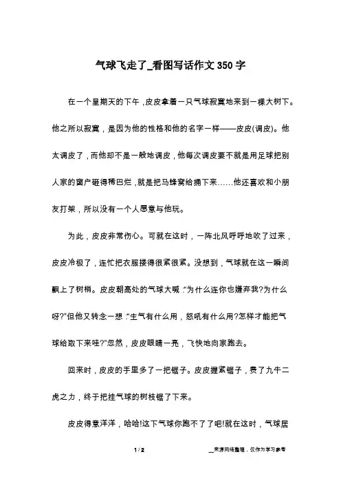 气球飞走了_看图写话作文350字