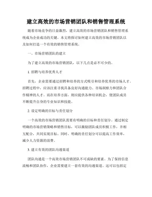 建立高效的市场营销团队和销售管理系统