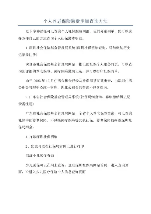 个人养老保险缴费明细查询方法