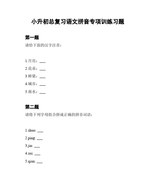 小升初总复习语文拼音专项训练习题