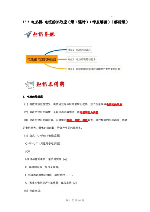  电热器 电流的热效应(中考考点解读)(解析版)