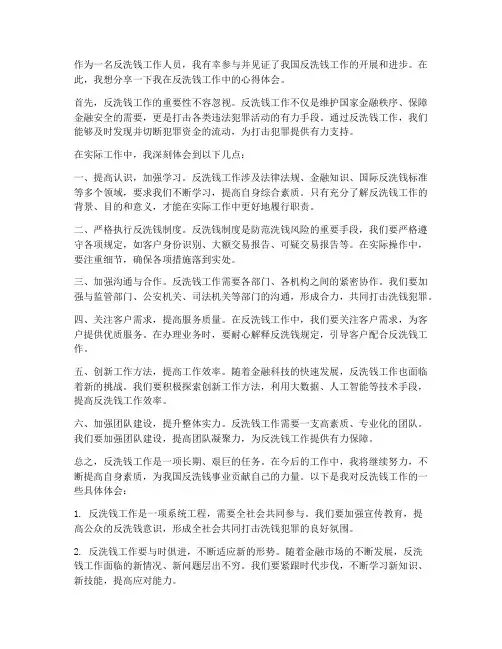反洗钱工作心得体会