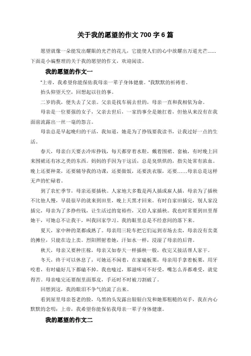 关于我的愿望的作文700字6篇