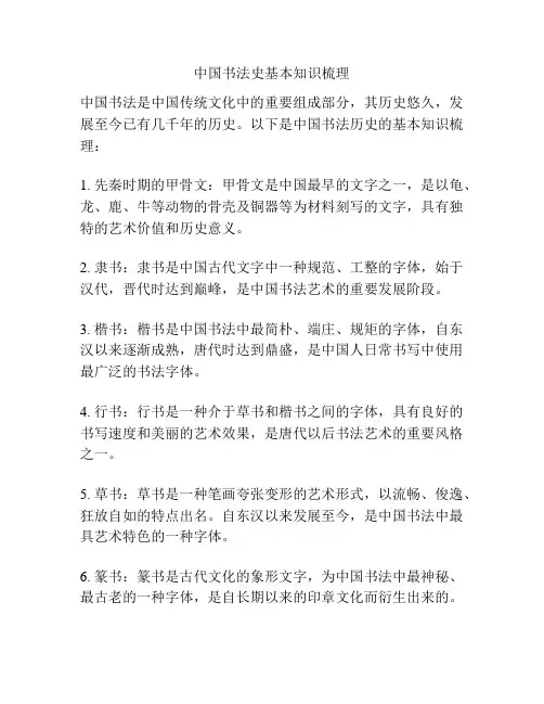 中国书法史基本知识梳理